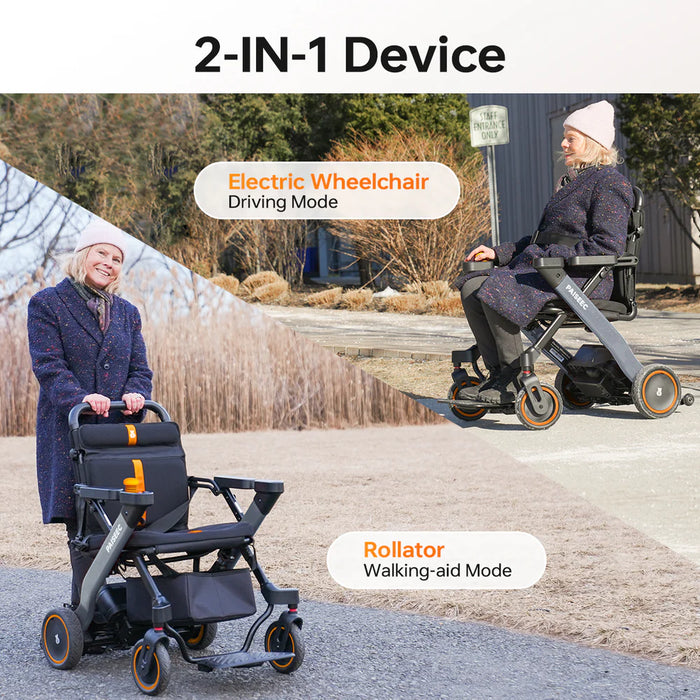 Rollator And Wheelchair Combo - 18-Mile Extended Range - Ultra Lightweight - Advanced Safety Specs & Quick Fold Style