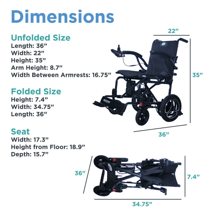 Journey Air Wheelchair - 6.2-Mile Extended Range & 240 lb Capacity - Quick Fold Design & Ultralight Weight