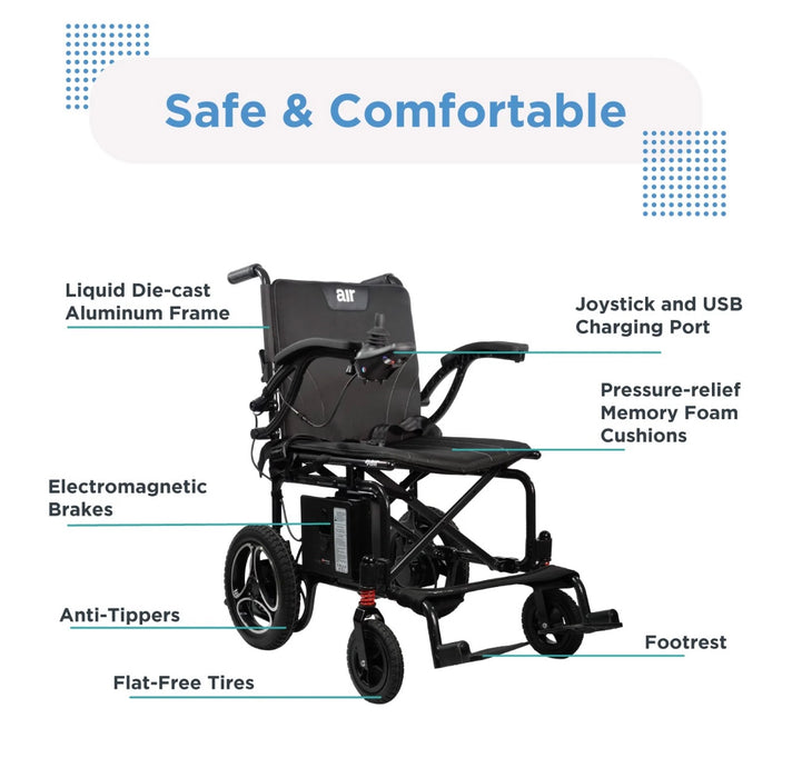 Journey Air Wheelchair - 6.2-Mile Extended Range & 240 lb Capacity - Quick Fold Design & Ultralight Weight