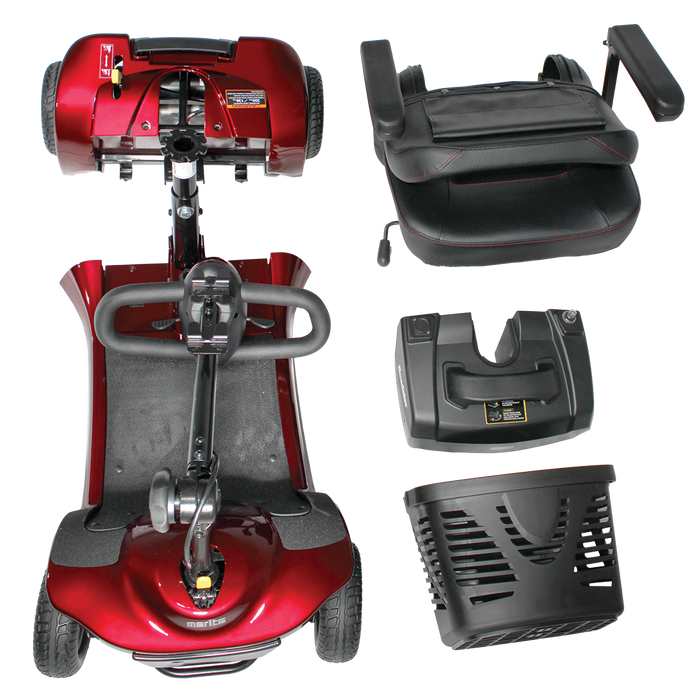 Merits Health Roadster 4 Mobility Scooter S741A - 12 Mile Extended Range & 300 lb Weight Capacity - Lightweight and Travel-Friendly