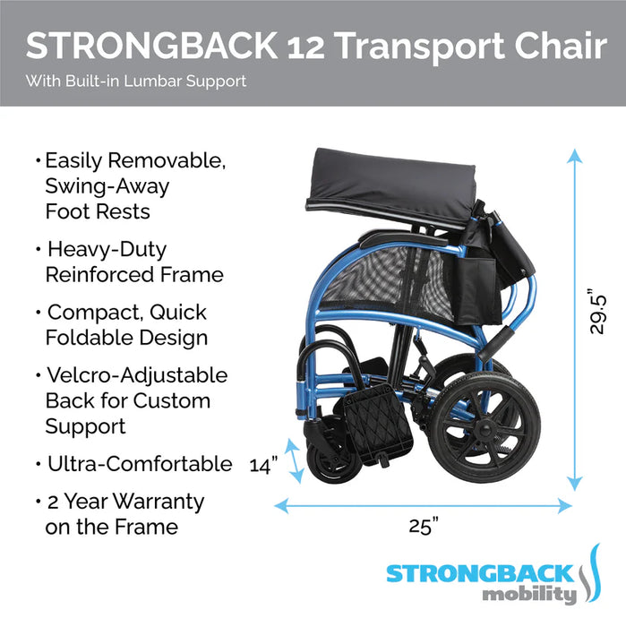 Strongback Excursion 12 Folding Transport Wheelchair