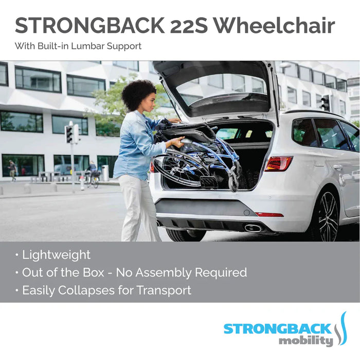 Strongback 22S Comfort Small Folding Transport Wheelchair