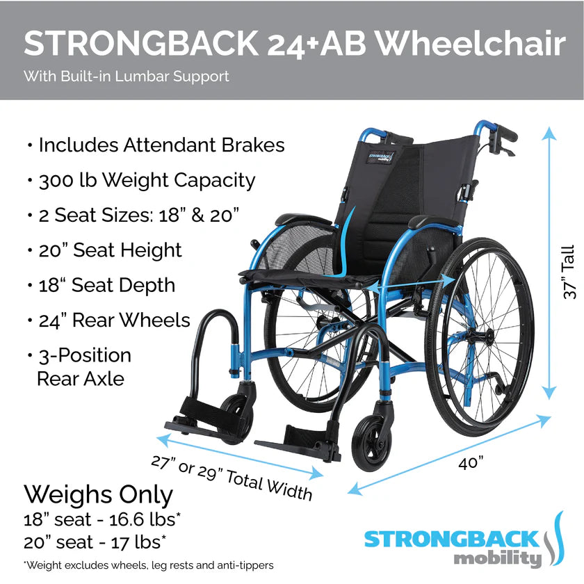 Strongback 24 Comfort Folding Transport Wheelchair