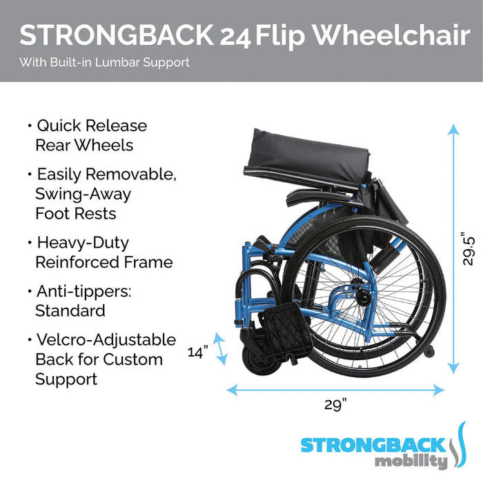 Strongback 24 Flip Lightweight Manual Wheelchair