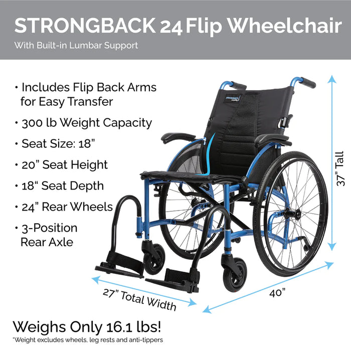 Strongback 24 Flip Lightweight Manual Wheelchair