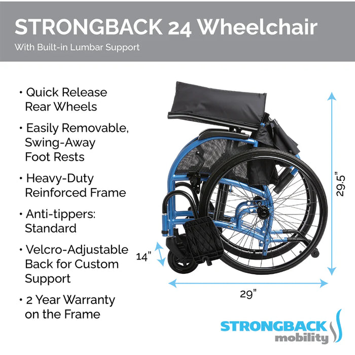 Strongback 24 Comfort Folding Transport Wheelchair