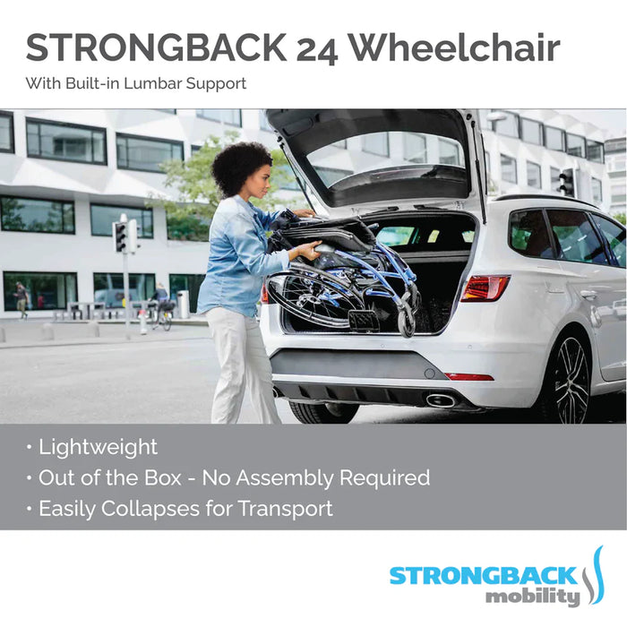 Strongback 24 Comfort Folding Transport Wheelchair