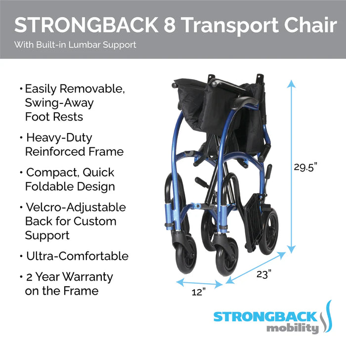 Strongback Excursion 8 Folding Transport Wheelchair