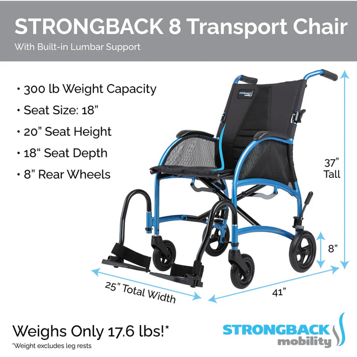 Strongback Excursion 8 Folding Transport Wheelchair