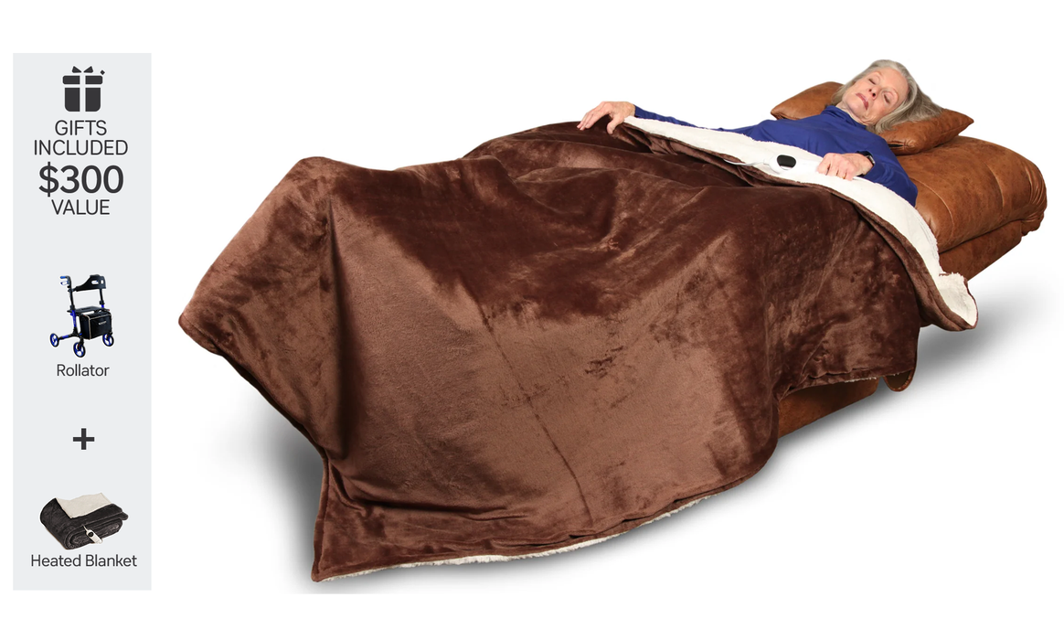 Journey Perfect Sleep Chair - Heat & Massage Control - Upright Sitting To Lay-Flat Recline - NASA Inspired Zero Gravity