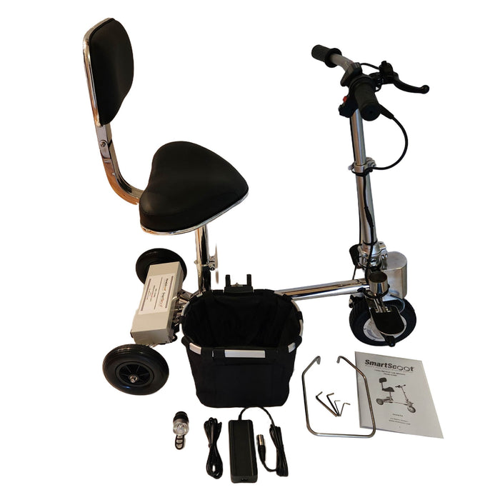 Lightweight Foldable Mobility Scooter - Folding 3-Wheel Travel Design - Stainless Steel Frame